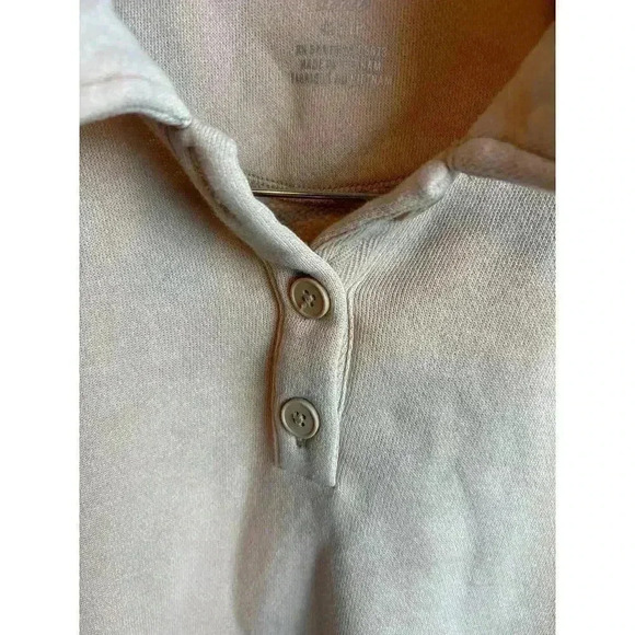 Aerie Cropped Henley Polo Sweatshirt Beige Peach Size XS - Picture 5 of 11